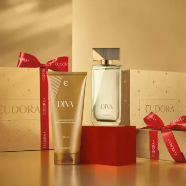 Estojo Eudora Perfume e Loção Hidratante Corporal Diva Natal 2024