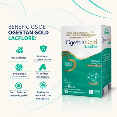 Ogestan Gold Lacflore com 30 Cápsulas