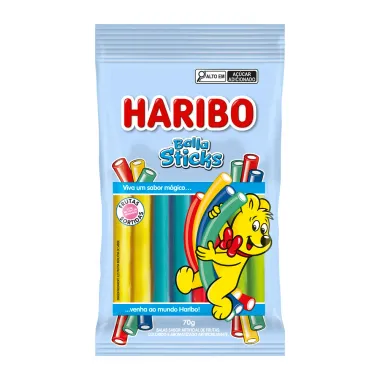 Balas Haribo Sticks Sabor Frutas Sortidas 70g