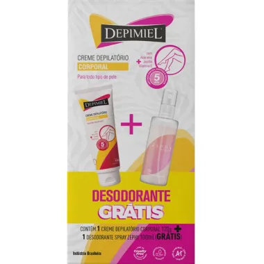 Creme Depilatório Depimiel 120g e 1 Desodorante Spray Zephy 100ml