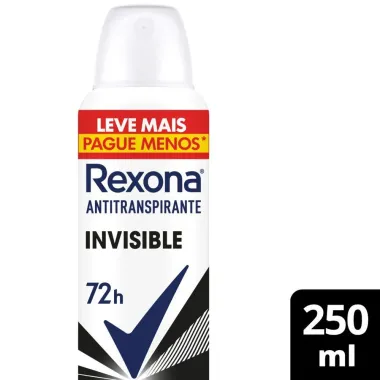 Desodorante Antitranspirante Aerosol Feminino Rexona Invisible 72 horas 250ml Leve Mais Pague Menos