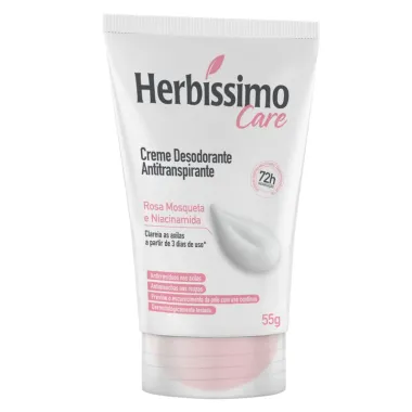 Creme Desodorante Herbíssimo Care Rosa Mosqueta e Niacinamida 72h com 55g