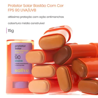 Protetor Solar Sallve Bast&atilde;o com Cor Antimanchas FPS 90 Cor 2 15g