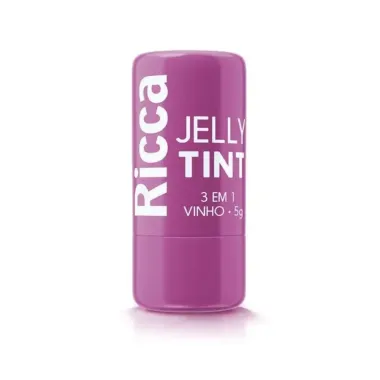 Bastão Ricca Jelly Tint 3 em 1 Vinho para Lábios, Bochechas e Olhos