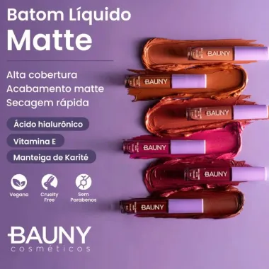 Batom Liquido Bauny Matte Cor 030 5ml