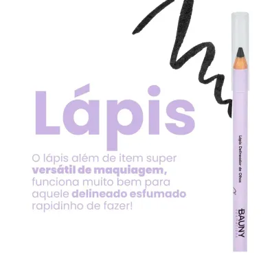 Lápis Bauny Delineador para Olhos Cor Preto 1,10g