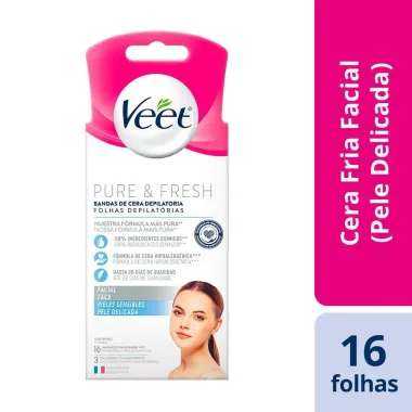 Folhas para Depila&ccedil;&atilde;o Facial Veet Pure & Fresh 16 Unidades