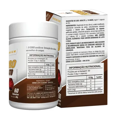 Ferro Quelato 34mcg Health Labs Premium 60 C&aacute;psulas