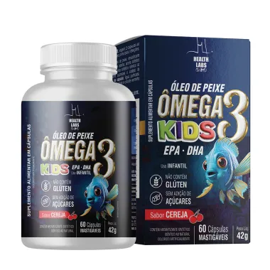 &Ocirc;mega 3 Kids Health Labs EPA DHA Uso Infantil 60 C&aacute;psulas Mastig&aacute;veis
