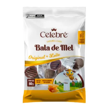 Bala de Mel Celebrê Original e Leite 80g