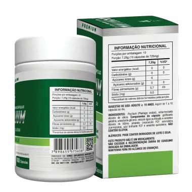 Psyllium Plantago Ovatae Health Labs 7,25mg na Dose com 100 C&aacute;psulas