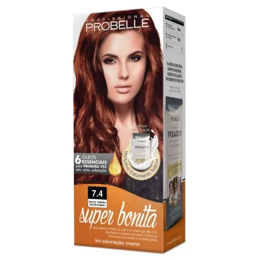Tintura Probelle Super Bonita Louro Médio Acobreado 7.4