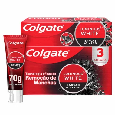 Creme Dental Colgate Luminous White Carv&atilde;o Ativado com 3 Unidades de 70g cada