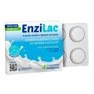 Enzilac 10.000U.FCC com 4 Comprimidos Mastig&aacute;veis