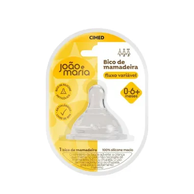 Bico de Mamadeira Cimed  Jo&atilde;o e Maria Fluxo Vari&aacute;vel 0 a 6+ Meses 1 Unidade