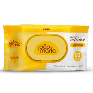 Lenço Umedecido João e Maria Bebê Glicerina 90 Unidades