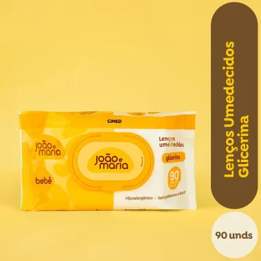 Len&ccedil;o Umedecido Jo&atilde;o e Maria Beb&ecirc; Glicerina 90 Unidades