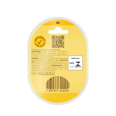 Chupeta Cimed Jo&atilde;o e Maria 6+ Meses Tamanho 2 com Capa Protetora Amarela 1 Unidade