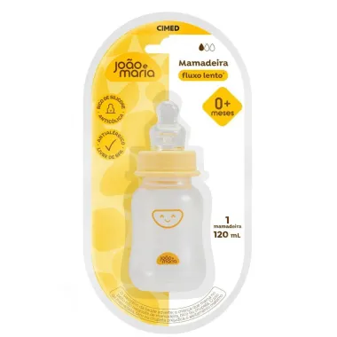 Mamadeira Cimed Jo&atilde;o e Maria Fluxo Lento 0+ Meses 120ml