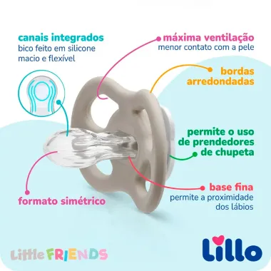 Chupeta Lillo Little Friends 6+ Meses Rosa Desenhos Sortidos com Estojo