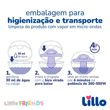 Chupeta Lillo Little Friends 6+ Meses Rosa Desenhos Sortidos com Estojo