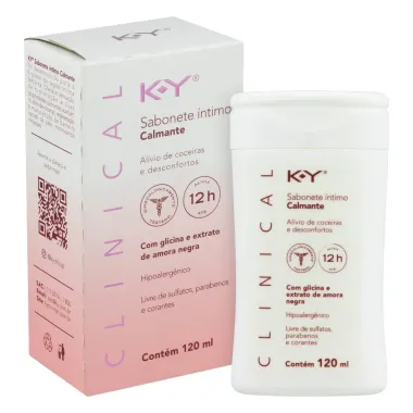 K-Y Clinical Sabonete Íntimo Líquido Calmante Alívio de Coceiras e Desconfortos 120ml