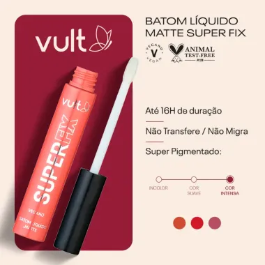 Batom Líquido Matte Vult Super Fix Cor Castanho Natural 5ml