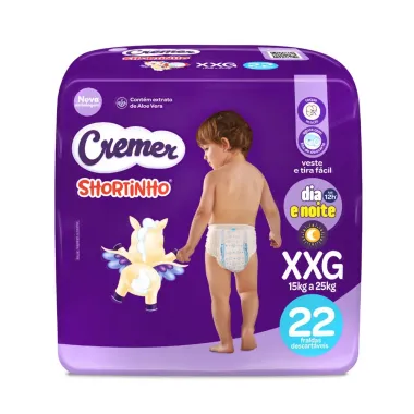 Fralda Shortinho Cremer Dia e Noite Tamanho XXG 22 Fraldas