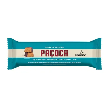 Barra de Proteína Emana Sabor Paçoca com 12g de Proteína 40g