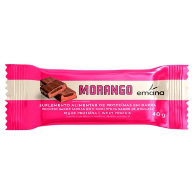 Barra de Proteína Emana Sabor Morango com Chocolate 12g de Proteína 40g