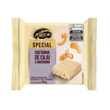 Chocolate Branco Arcor Special Castanha de Caju e Amendoim 60g