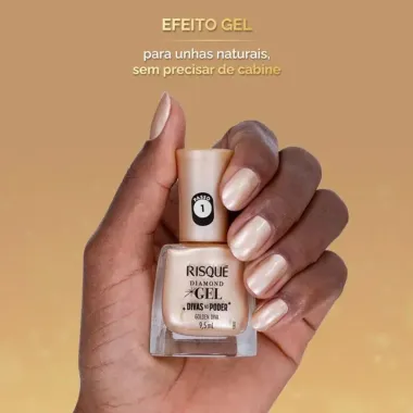 Esmalte Risqué Diamond Gel Divas No Poder Metálico Cor Golden Diva 9,5ml