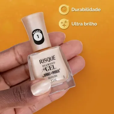 Esmalte Risqué Diamond Gel Divas No Poder Metálico Cor Golden Diva 9,5ml