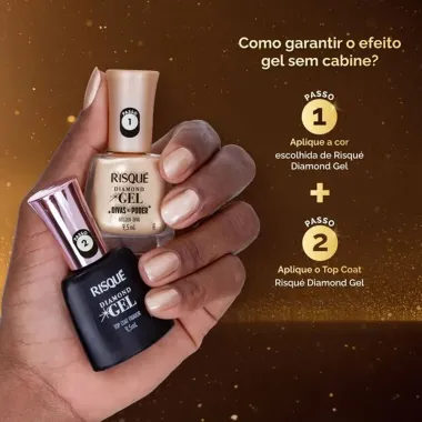 Esmalte Risqué Diamond Gel Divas No Poder Metálico Cor Golden Diva 9,5ml