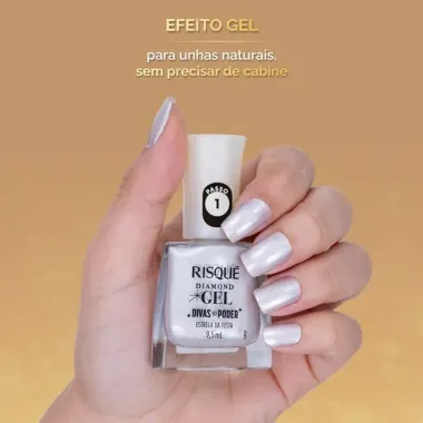 Esmalte Risqué Diamond Gel Divas No Poder Metálico Cor Estrela da Festa 9,5ml