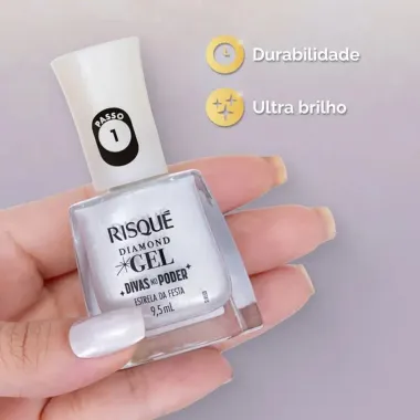 Esmalte Risqué Diamond Gel Divas No Poder Metálico Cor Estrela da Festa 9,5ml