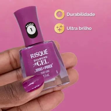 Esmalte Risqué Diamond Gel Divas No Poder Cor Puro Luxo 9,5ml