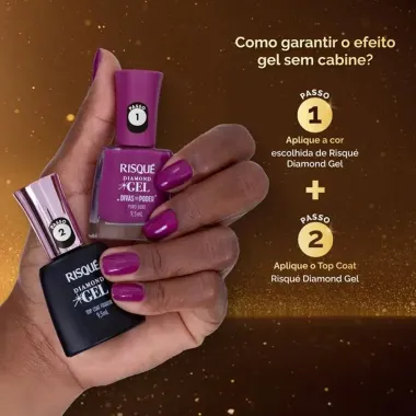 Esmalte Risqué Diamond Gel Divas No Poder Cor Puro Luxo 9,5ml