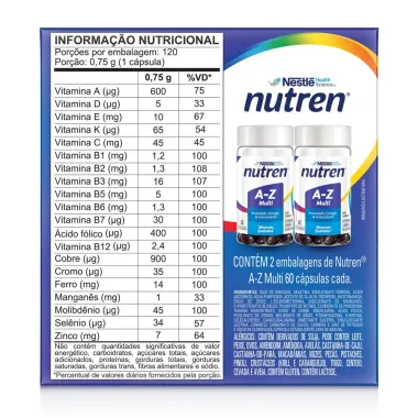 Suplemento Alimentar Nutren A-Z Multivitam&iacute;nico 120 C&aacute;psulas