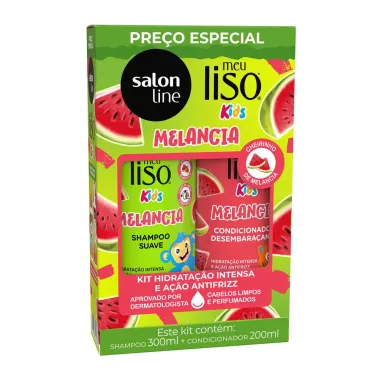 Kit Meu Liso Kids Salon Line Melancia Shampoo Suave 300ml e Condicionador 200ml