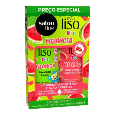 Kit Meu Liso Kids Salon Line Melancia Shampoo Suave 300ml e Condicionador 200ml