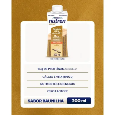 Nutren Senior Zero Lactose Sabor Baunilha com16g de Prote&iacute;nas 200ml