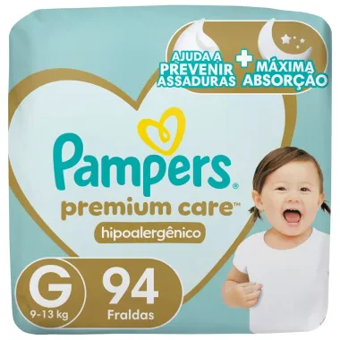 Fralda Pampers Premium Care Hipoalerg&ecirc;nico G 94 Unidades