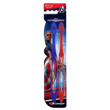 Escova Dental Condor Capitão América Macia 2 Unidades