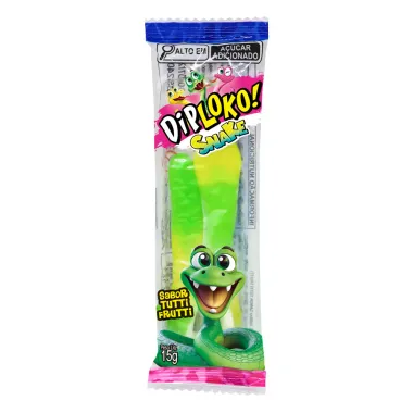 Bala de Gelatina DipiLoko Snake Sabor Tutti Frutti Sortidos 15g