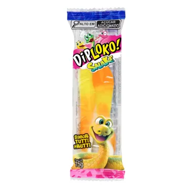 Bala de Gelatina DipiLoko Snake Sabor Tutti Frutti Sortidos 15g