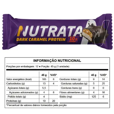 Barra de Proteína Nutrata Sabor Dark Caramel Protein com 10g de Proteína 45g