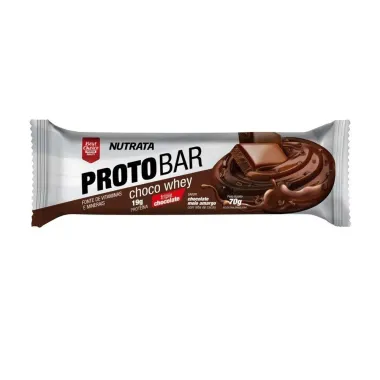 Barra de Proteína Nutrata Proto Bar Choco Whey Sabor Chocolate Meio Amargo com 19g de Proteína 70g