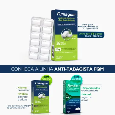 Fumagum 2mg Sabor Menta com 36 Gomas Mastigáveis