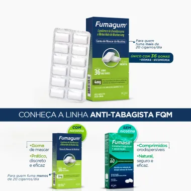 Fumagum 4mg Sabor Menta com 36 Gomas Mastigáveis